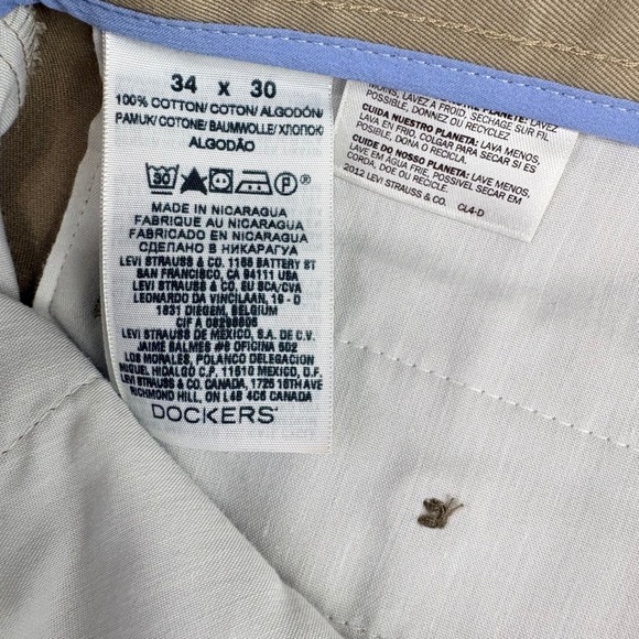 Dockers Mens 34x30 Khaki Tan Straight Fit Chino Pants Cotton Twill Work Casual - Picture 9 of 9